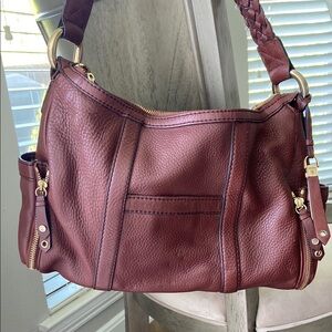 Cole Haan Brown Leather Hobo Bag with Braided Strap